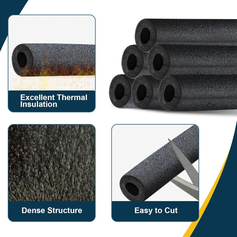 HEATIT Insulating Foam Pipe Covers, Outdoor Water Pipe Insulation Water Pipe Freeze Protection,Foam Tube Suitable for Outdoor and Indoor Water Pipe Pipeline(12 Pcs,1/2 Inch) - Image 4